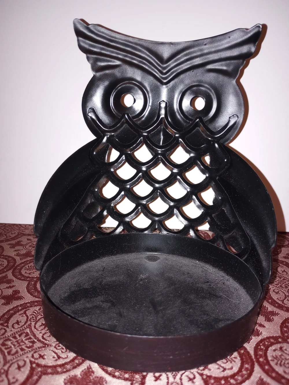 Decorative Owl Candle Holder- Dark Brown Accent for Home